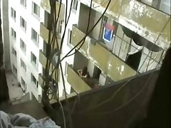 Couple enjoying sex on Terrace recorded with hidden cam